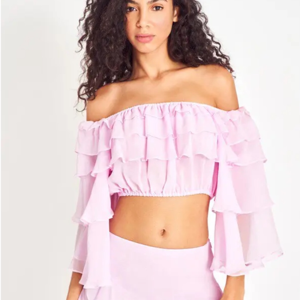 Loveshackfancy Alby Ultra Crop Top Soft Iris Nwt